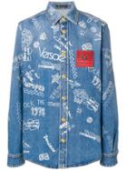 Versace Printed Denim Shirt - Blue