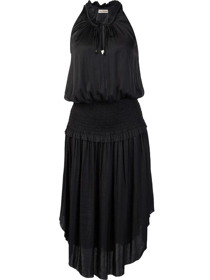 Ulla Johnson Drawstring Neck Ruffled Dress, Women's, Size: 6, Black, Polyester