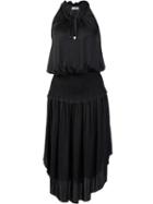 Ulla Johnson Drawstring Neck Ruffled Dress, Women's, Size: 6, Black, Polyester
