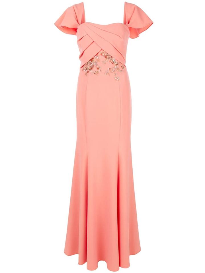 Marchesa Notte Embellished Off-the-shoulder Gown - Pink
