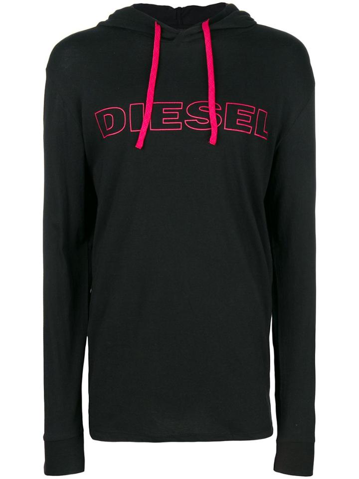 Diesel Logo Print Jimmy Hoodie - Black
