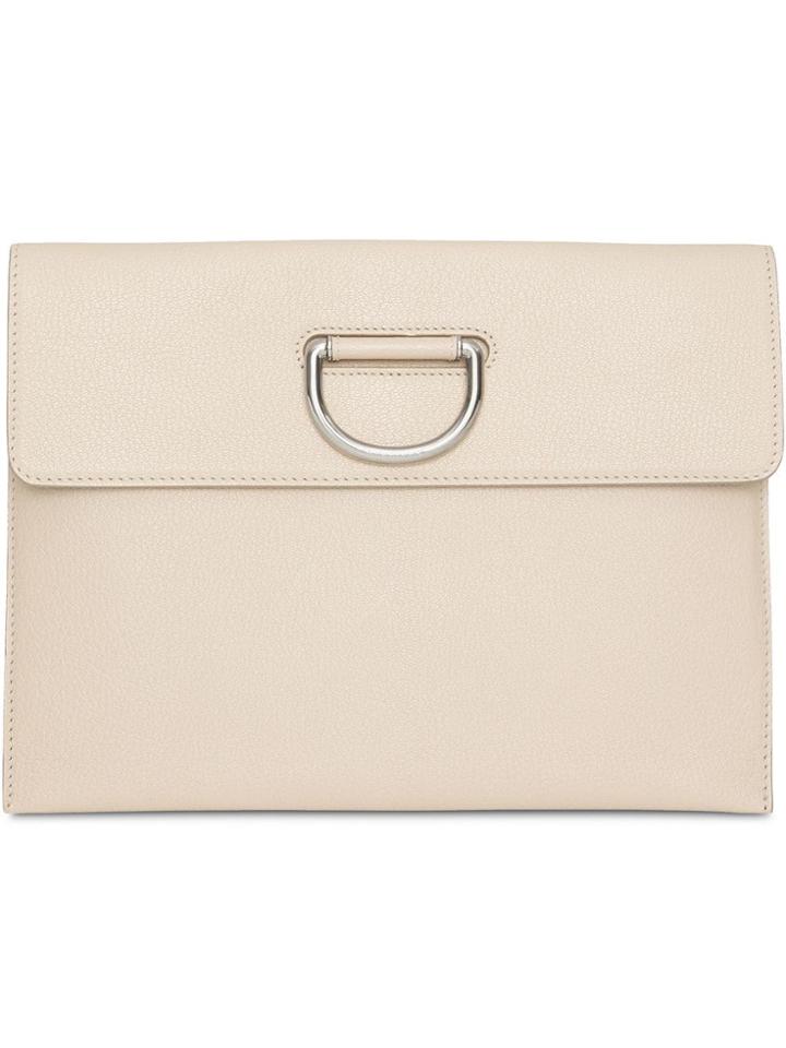 Burberry D-ring Leather Pouch - Grey