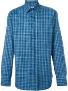 Brioni Plaid Shirt, Men's, Size: Large, Blue, Cotton
