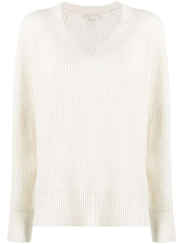 Michael Michael Kors V-neck Knit Sweater - White