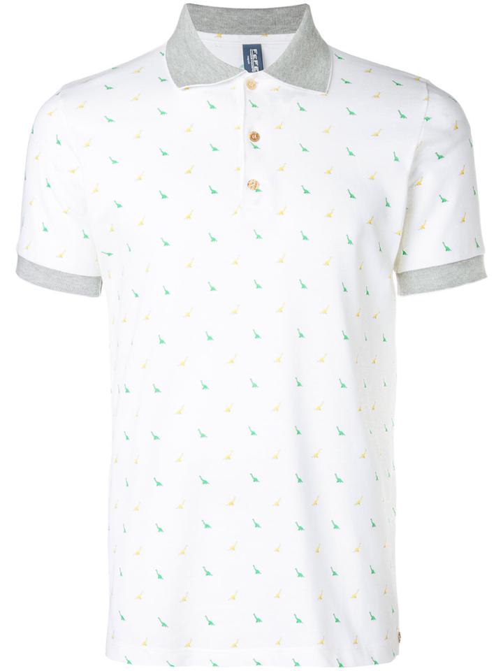 Fefè Dinosaur Print Polo Shirt - White