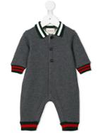 Gucci Kids - Web Romper - Kids - Cotton - 9-12 Mth, Grey