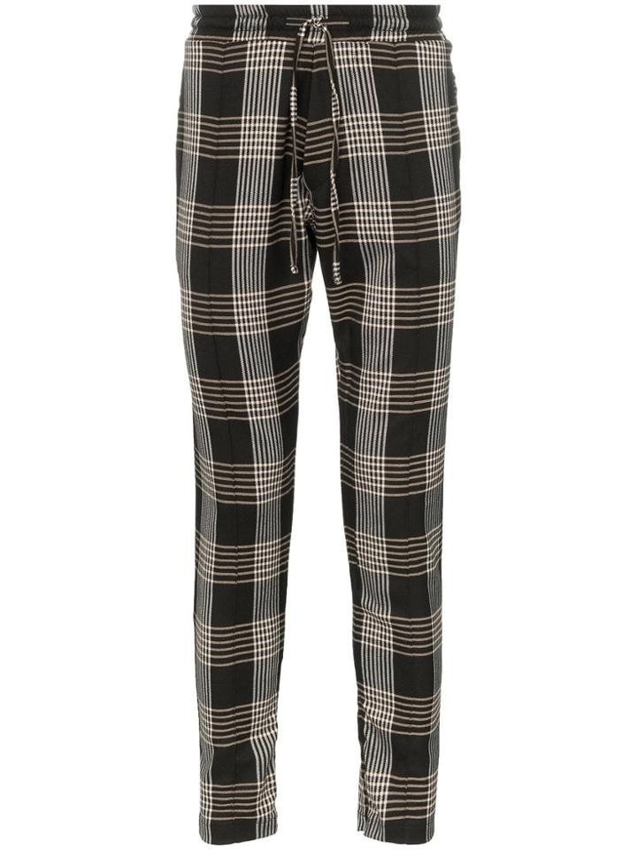 Prevu Oxford Checked Trousers - Black