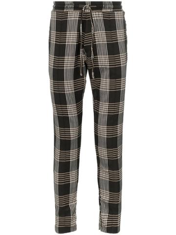 Prevu Oxford Checked Trousers - Black