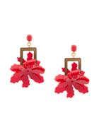 Oscar De La Renta Lily Flower Earrings - Red