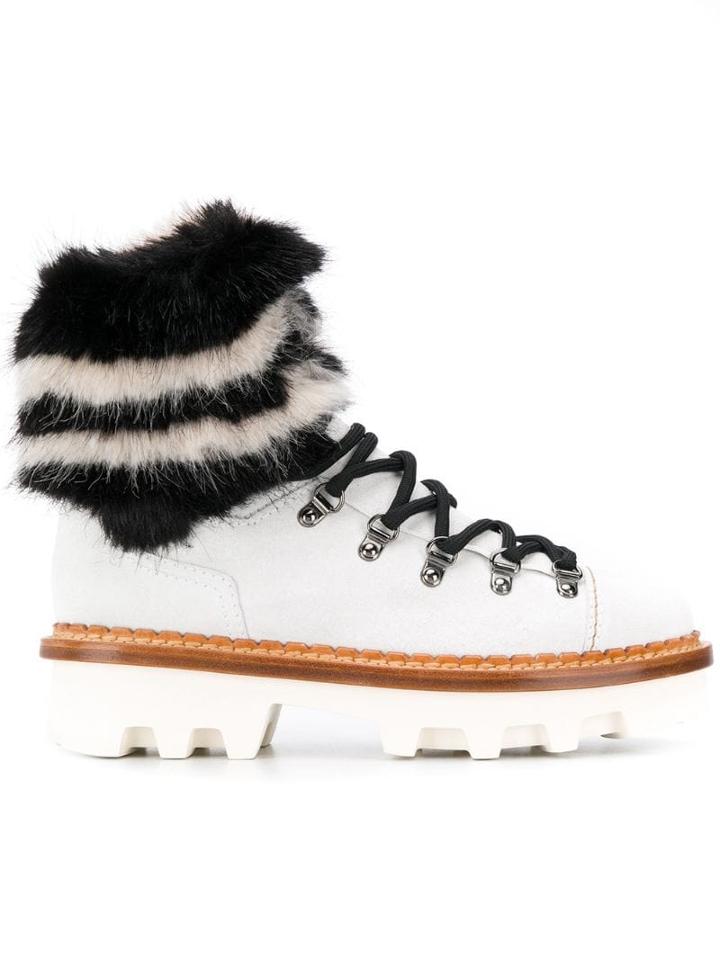 Ermanno Scervino Fur Trimmed Boots - White