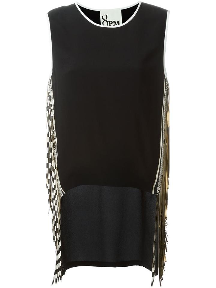 8pm Fringed Side Details Top, Women's, Size: Xs, Black, Acetate/silk/polyester/rayon