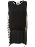 8pm Fringed Side Details Top, Women's, Size: Xs, Black, Acetate/silk/polyester/rayon