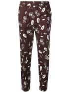 Antonelli Sketch Print Slim Fit Trousers - Purple