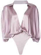 Leal Daccarett Deep V-neck Body - Pink & Purple