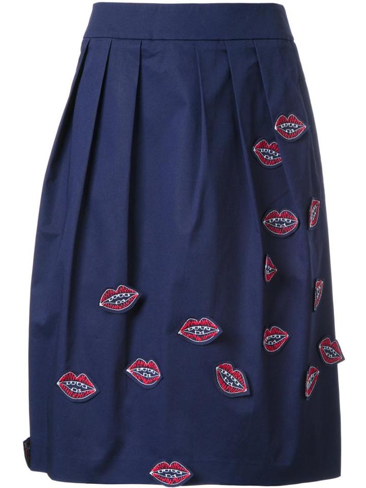 Jimi Roos 'kiss' Applique Skirt, Women's, Size: Medium, Blue, Cotton/spandex/elastane
