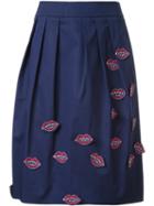 Jimi Roos 'kiss' Applique Skirt, Women's, Size: Medium, Blue, Cotton/spandex/elastane