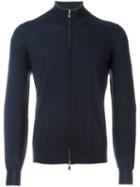 Brunello Cucinelli Zipped Cardigan, Men's, Size: 52, Blue, Cashmere/wool