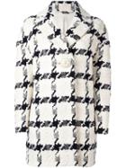 Alexander Mcqueen Checked Single-button Trapeze Coat, Women's, Size: 38, Nude/neutrals, Silk/linen/flax/viscose/cotton