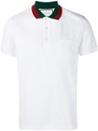 Gucci Web Collar Polo Shirt, Men's, Size: Small, White, Cotton/spandex/elastane