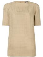 Giorgio Armani Vintage Pleated Shortsleeved Blouse - Nude & Neutrals