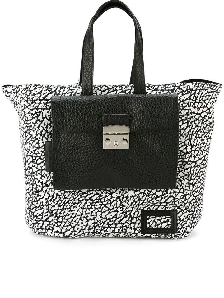 Andrea Incontri 2 In 1 Clutch And Tote, Women's, Black, Buffalo Leather/nylon