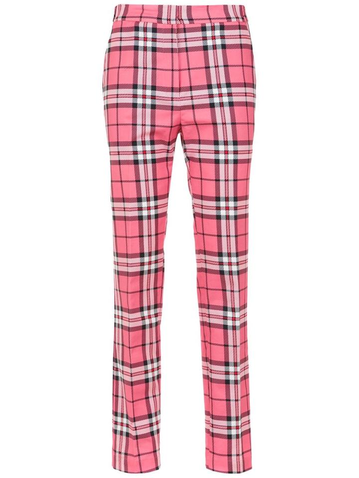 Reinaldo Lourenço Straight Fit Check Trousers - Pink & Purple
