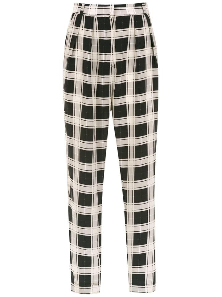 Andrea Marques Silk Checked Trousers - Black