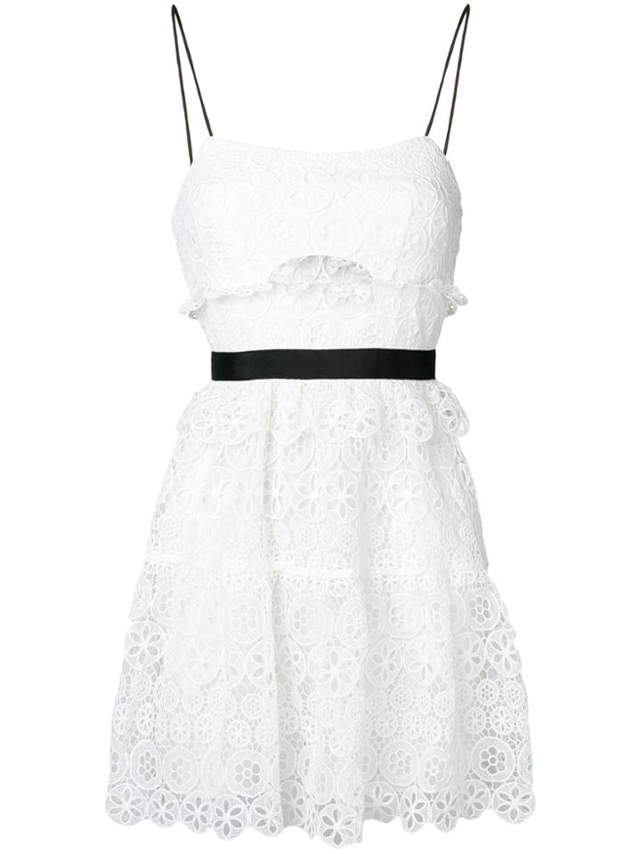 Self-portrait Tiered Floral Lace Midi Dress - White