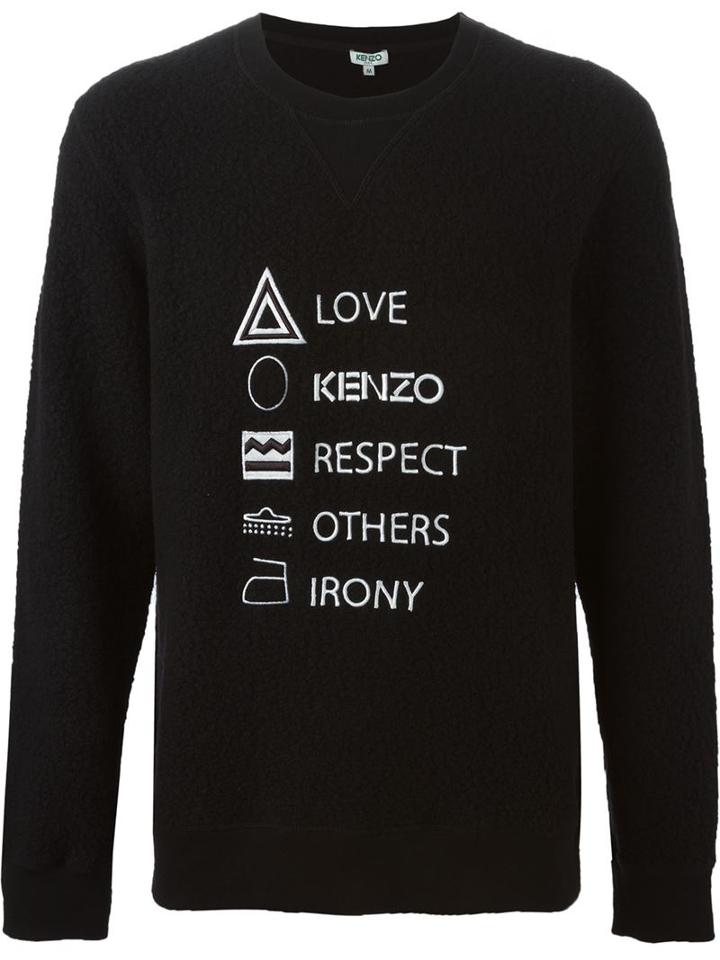 Kenzo 'symbols' Sweatshirt, Men's, Size: Xl, Black, Polyamide/virgin Wool