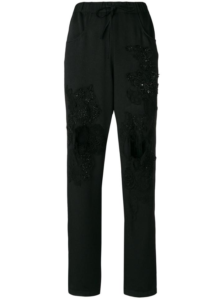 Almaz Embellished Distressed Trousers - Black