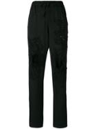 Almaz Embellished Distressed Trousers - Black