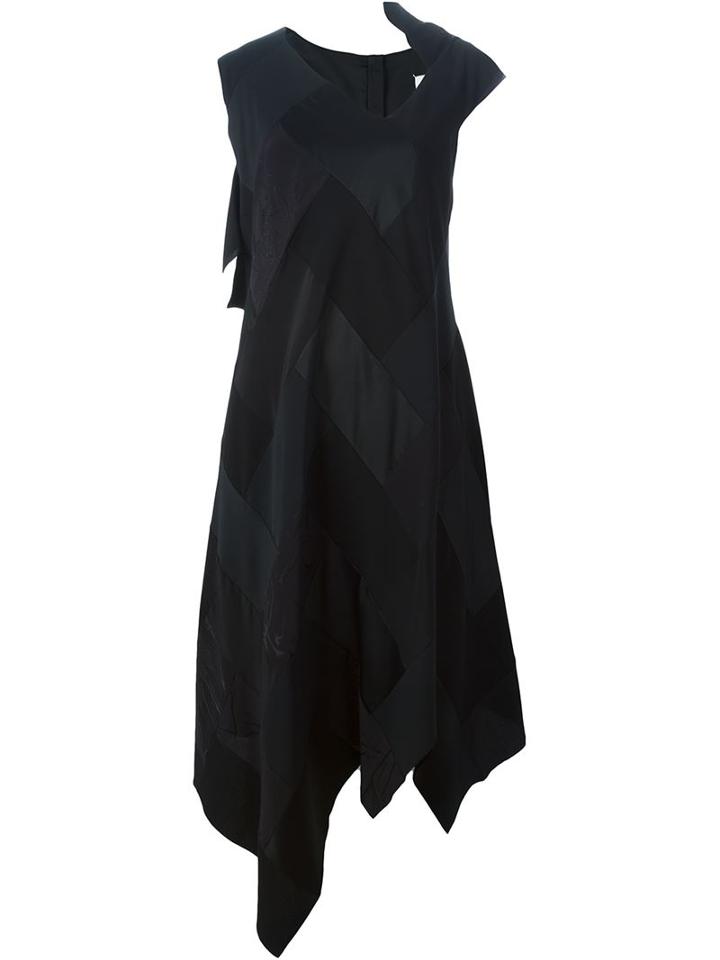 Maison Margiela Asymmetric Patchwork Dress, Women's, Size: 42, Black, Acetate/polyamide/silk
