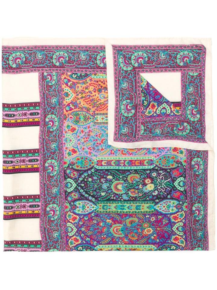Etro Micro Floral Print Scarf - Neutrals