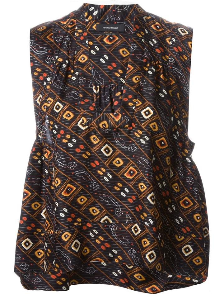 Isabel Marant Printed Top, Women's, Size: 40, Black, Silk