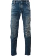 Pierre Balmain Panelled Slim-fit Jeans, Men's, Size: 33, Blue, Cotton/spandex/elastane