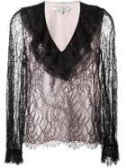 Alexis Ruffled V-neck Lace Blouse, Women's, Size: Small, Black, Nylon/silk/polyester/spandex/elastane