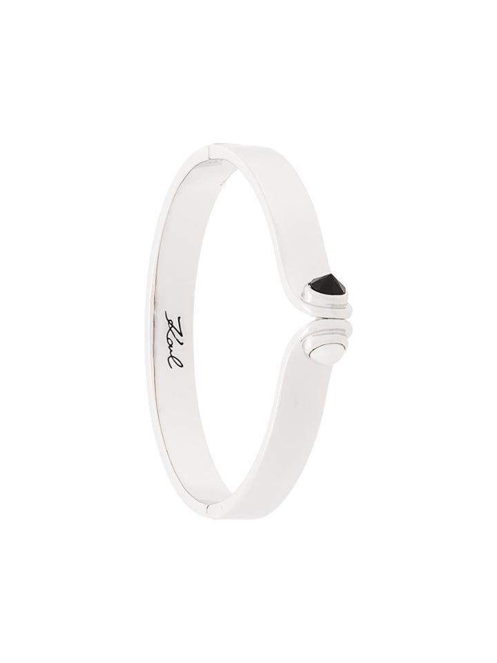 Karl Lagerfeld Slim Cufflink Hinge Cuff - Metallic