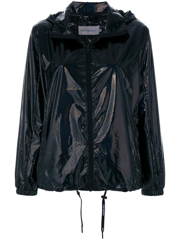 Ck Jeans Drawstring Hooded Coat - Black