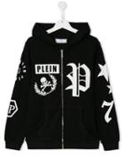 Philipp Plein Kids Poetry Zip Hoodie, Boy's, Size: 16 Yrs, Black