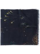 Valentino - Firework-print Scarf - Men - Silk/cashmere/wool - One Size, Blue, Silk/cashmere/wool
