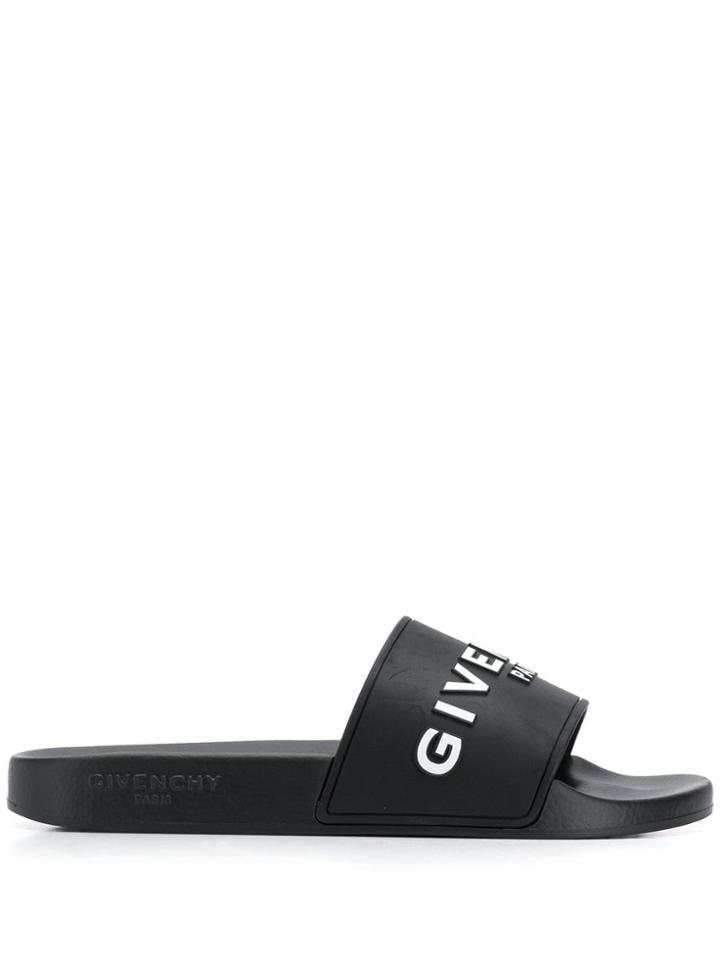 Givenchy Logo Embossed Slides - Black