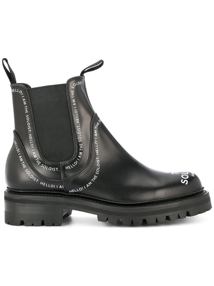 Takahiromiyashita The Soloist Logo Print Ankle Boots - Black