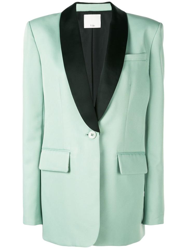 Tibi Techy Twill Tuxedo Blazer - Green