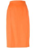 Classic Pencil Skirt, Women's, Size: 40, Yellow/orange, Guy Laroche Vintage
