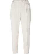 Brunello Cucinelli Tapered Cropped Trousers, Women's, Size: 44, Nude/neutrals, Acetate/silk/polyester