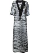 Roberto Cavalli Sheer Zebra Print Kaftan Dress, Women's, Size: Xl, Grey, Silk/cotton
