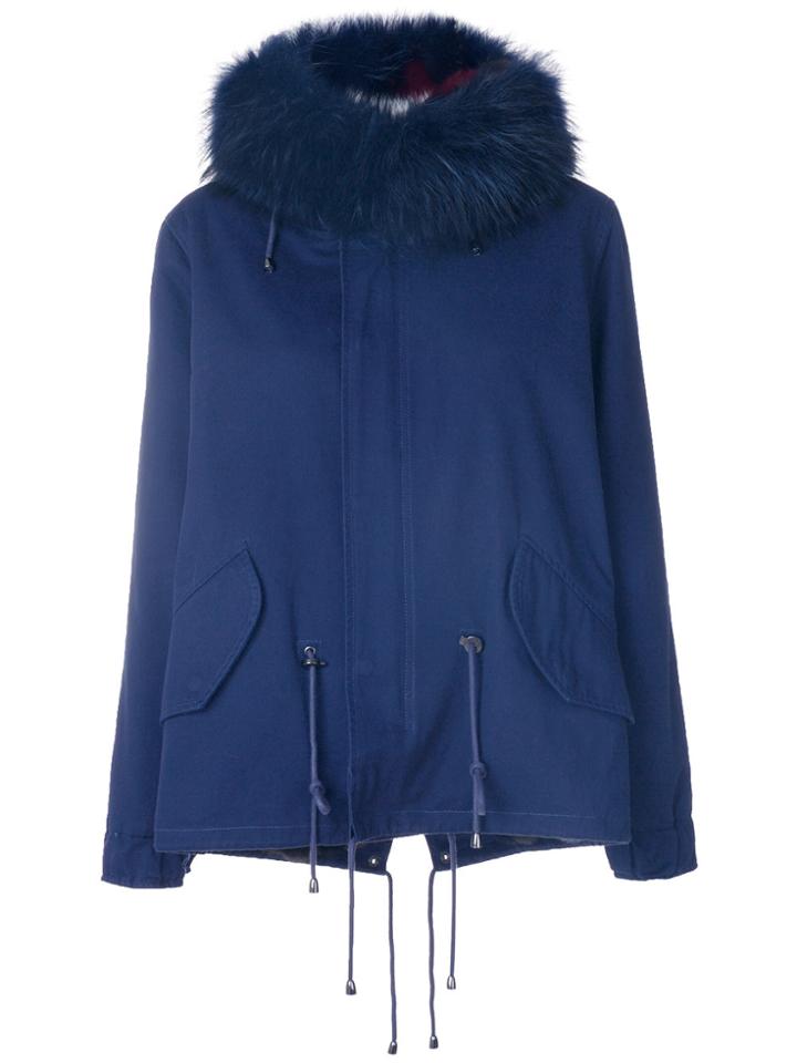 Forte Couture Drawstring Parka Coat - Blue