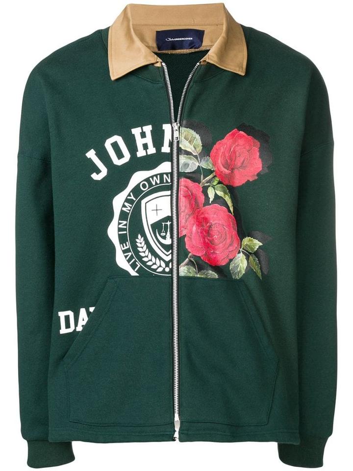 Johnundercover Floral Zipped Jacket - Green