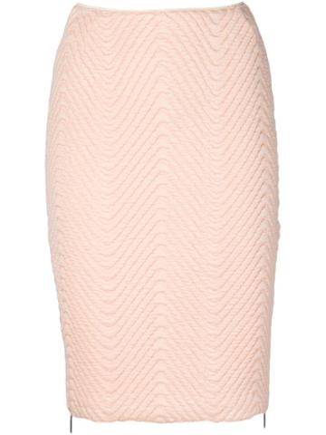 Koonhor Quilted Chevron Pencil Skirt, Women's, Size: 44, Pink/purple, Elastodiene/polyamide/viscose