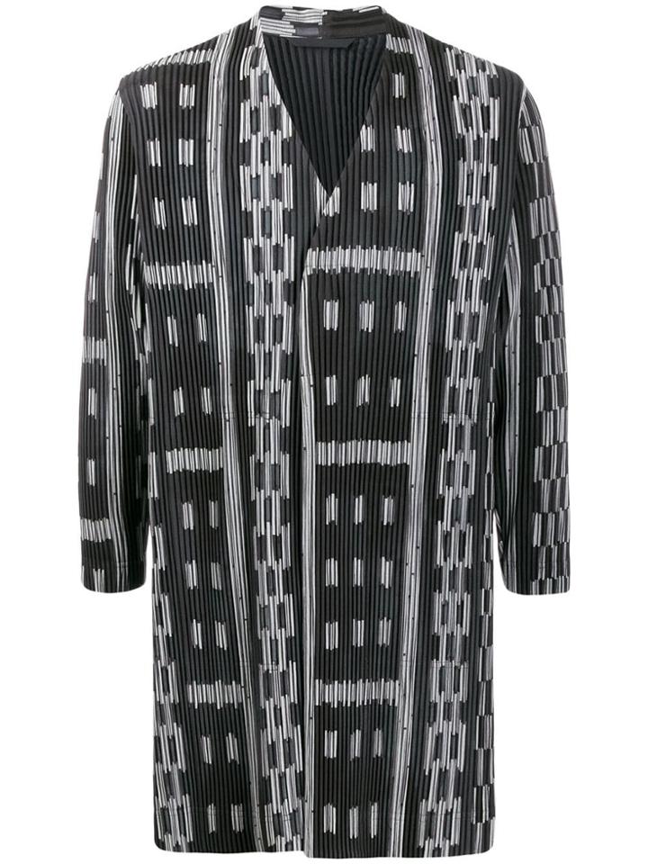 Homme Plissé Issey Miyake Abstract Print Coat - Grey